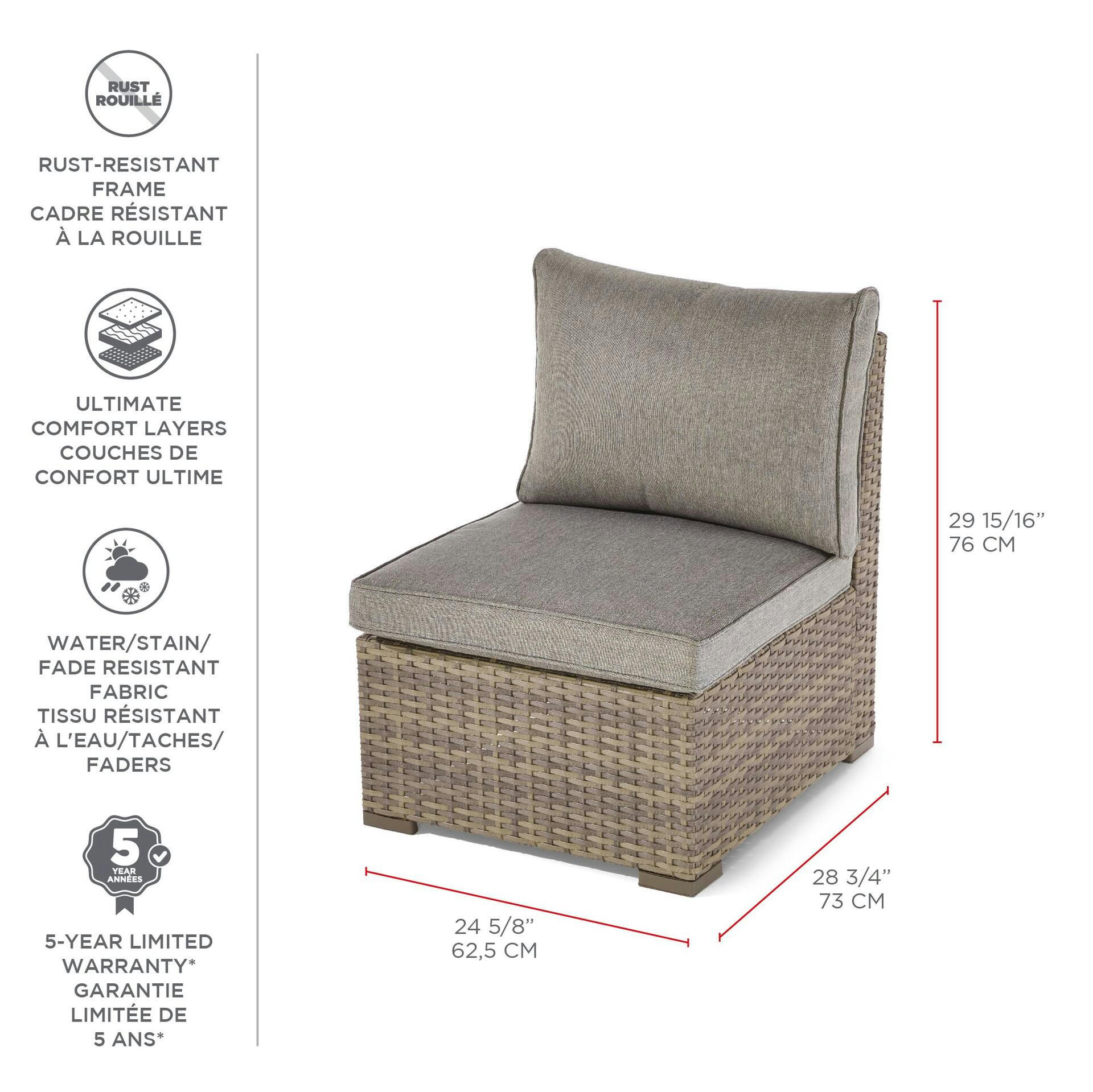 CANVAS Bala All-Weather Wicker Outdoor Patio Middle Chair