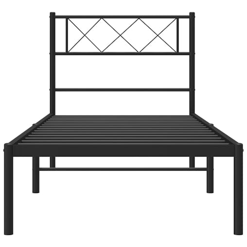 NNEVL Metal Bed Frame with Headboard Black 107x203 cm