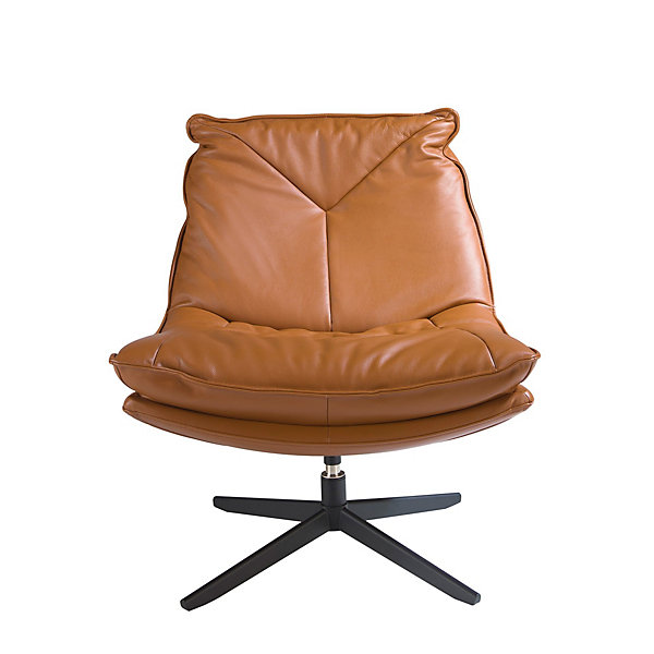 Fauteuil Pivotant en Cuir Marron au Design Moderne et élégant