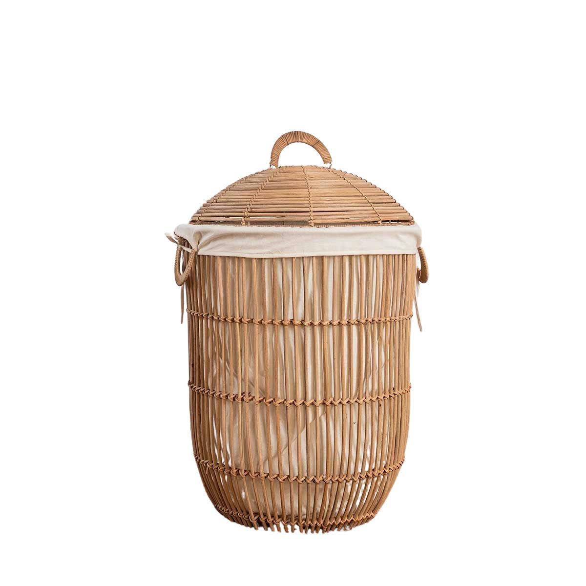 - Panier linge rotin intérieur tissu