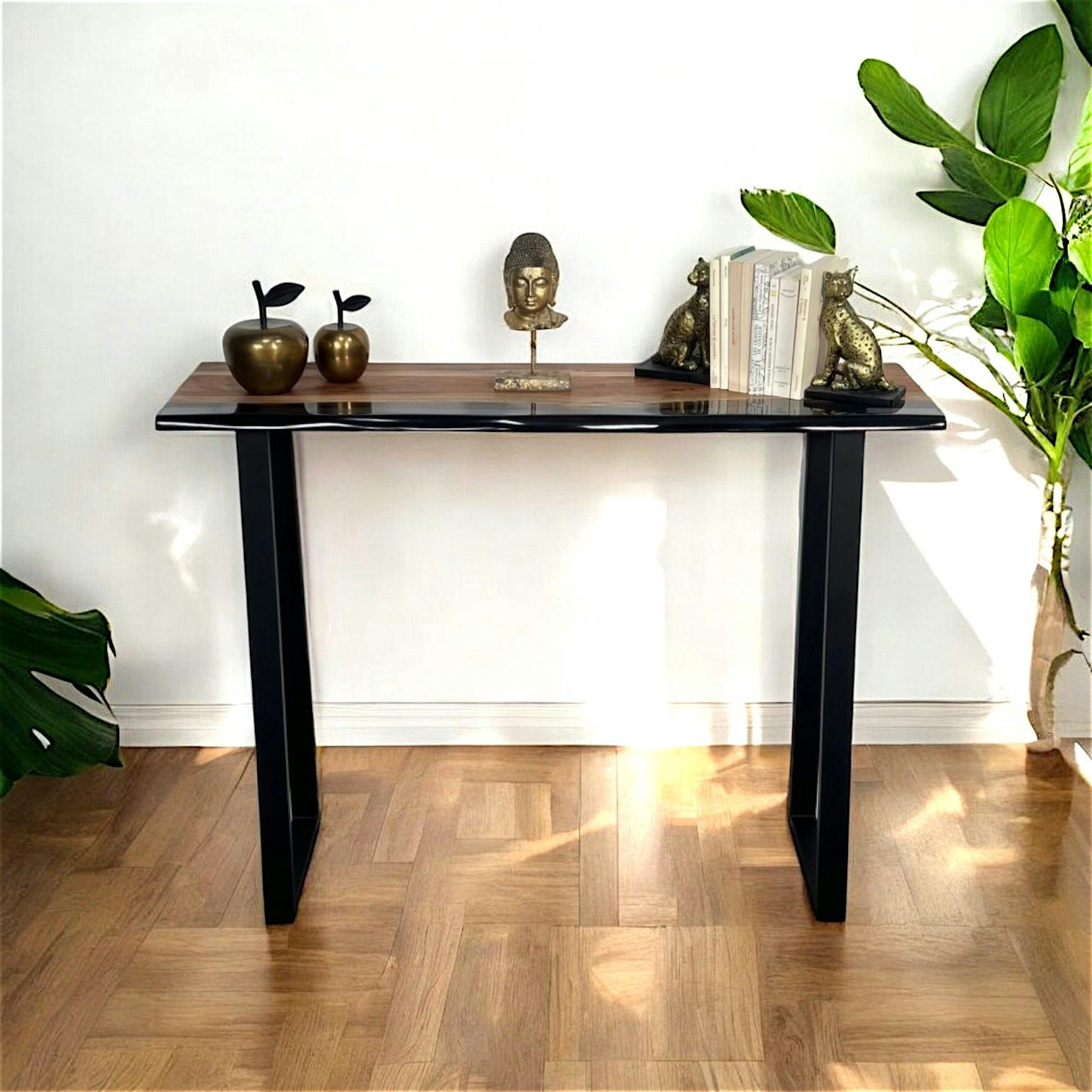 Console epoxy noir et bois d'acacia BORA