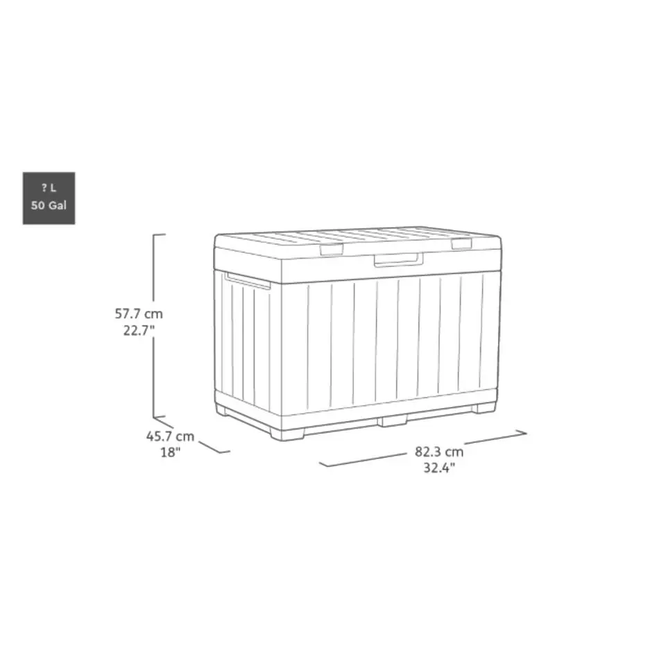 Keter Kentwood Opbergbox 190L - 82,3x45,7x57,7cm - Antraciet