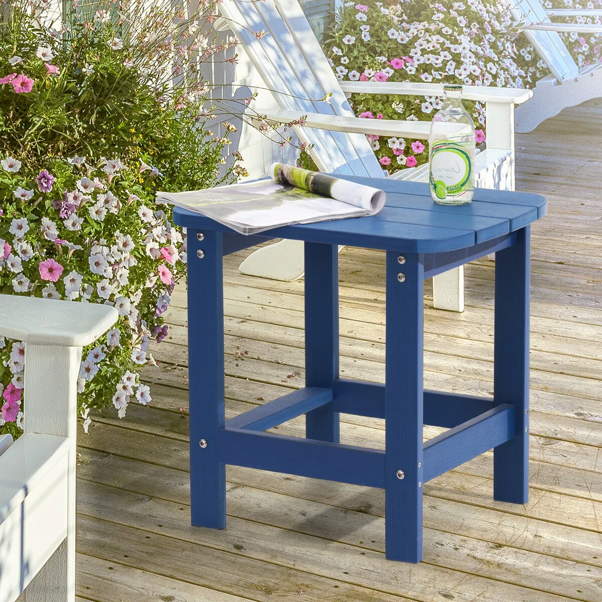 BONOSUKI Outdoor Rectangular All Weather Adirondack Side Table