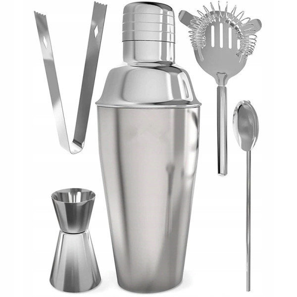 Zestaw Barmański 5 El - Shaker Cobbler 550 Ml Srebrny