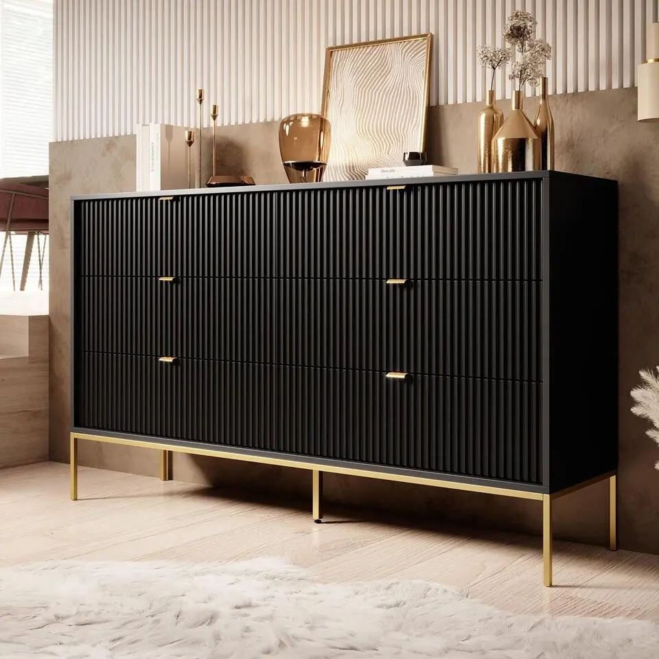 Meubella - Ladekast Navil 2 - Zwart - 154 cm