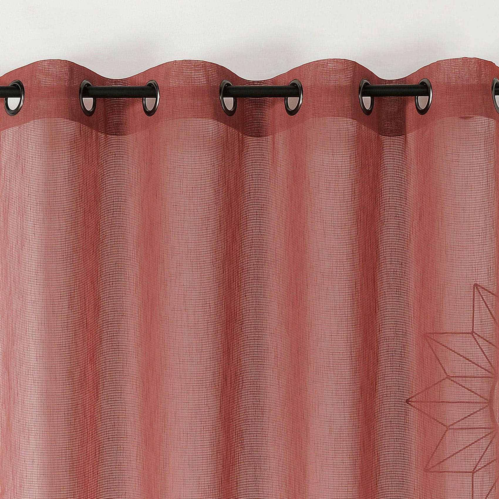 - Voilage  -  - effet de rayures polyester bordeaux 145x240 cm