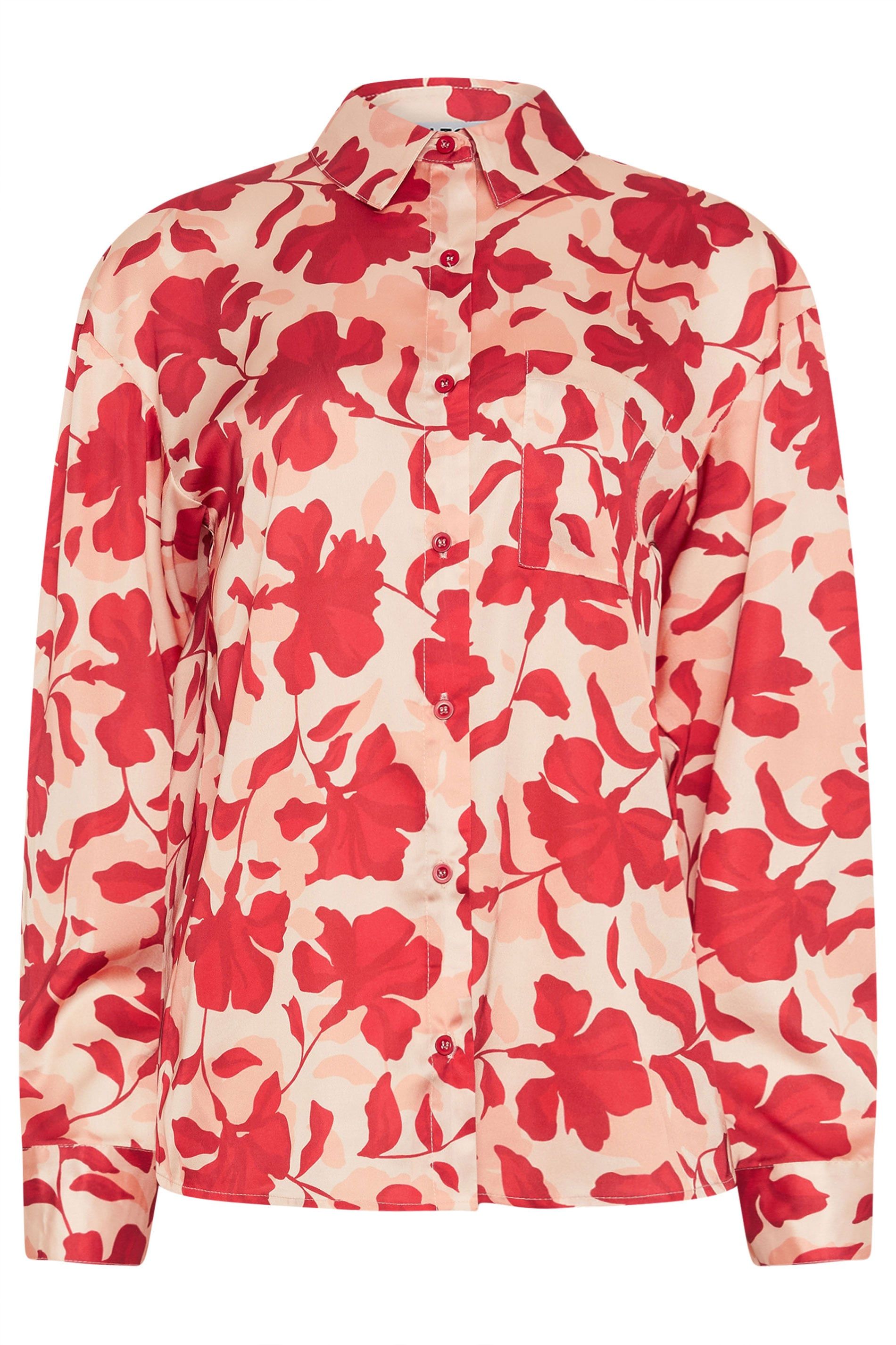 PixieGirl Tall Floral Satin Button Shirt
