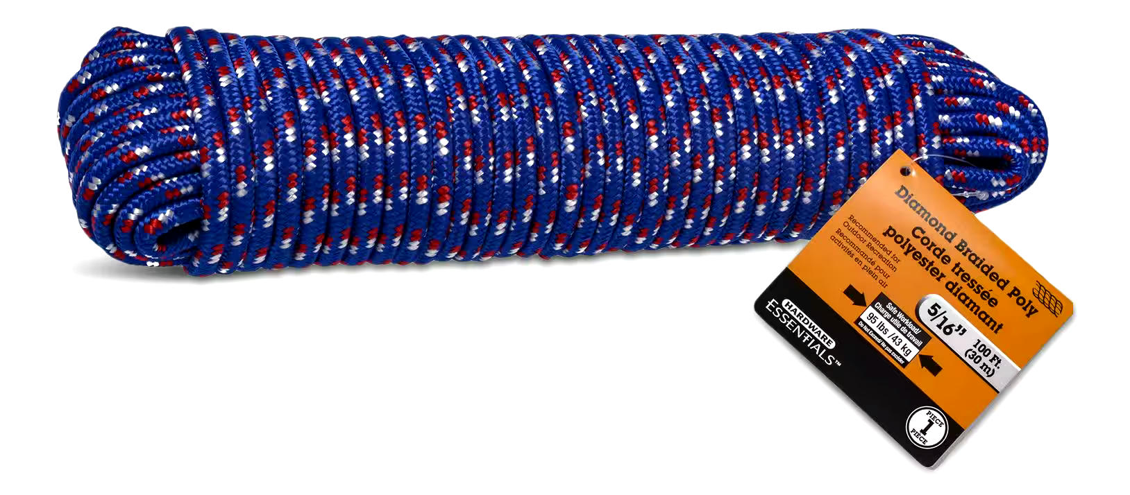 Hillman 5/16-in x 100-ft Poly Braided Rope, Blue