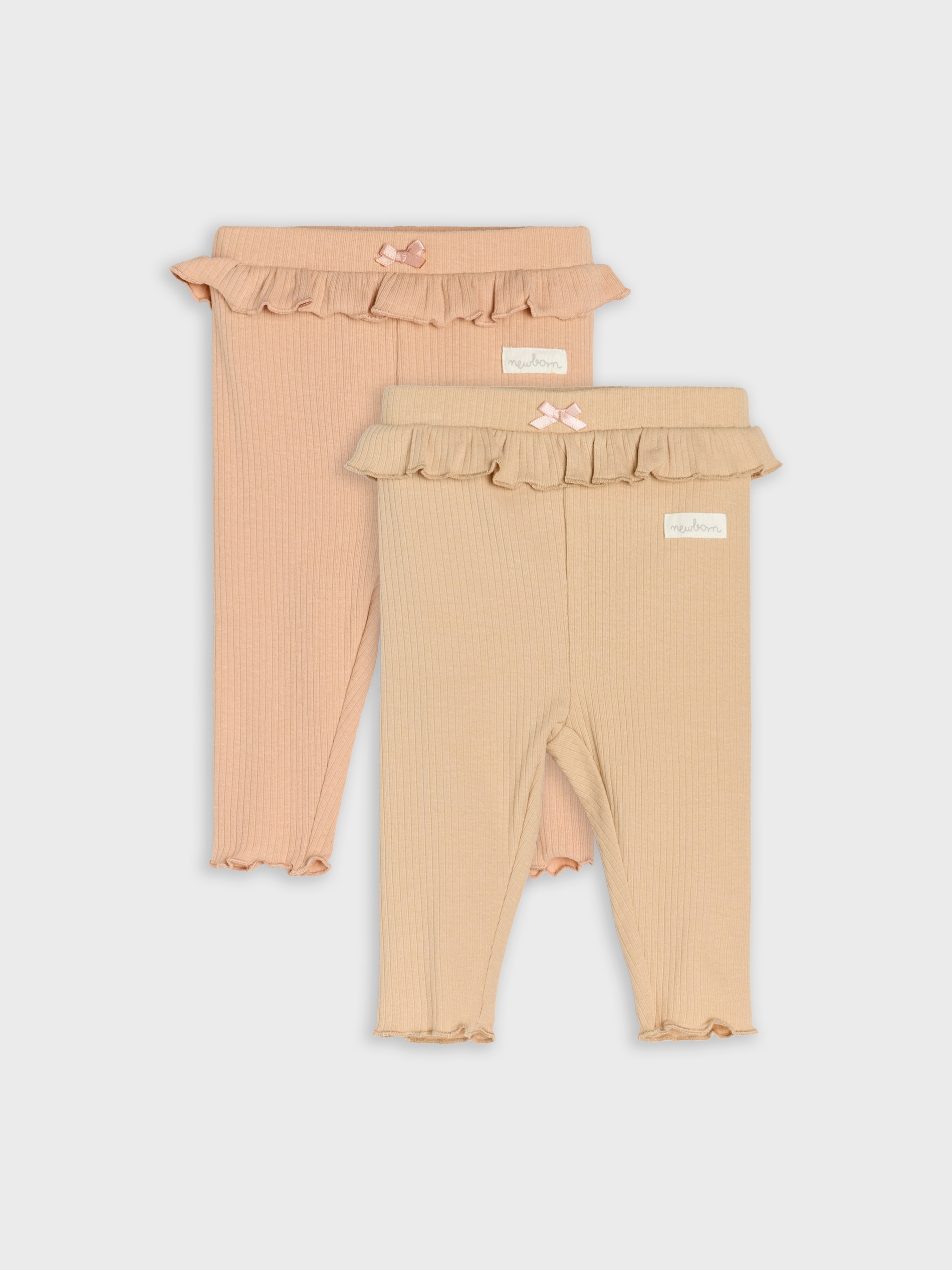 Prążkowane legginsy z falbanką 2 pack