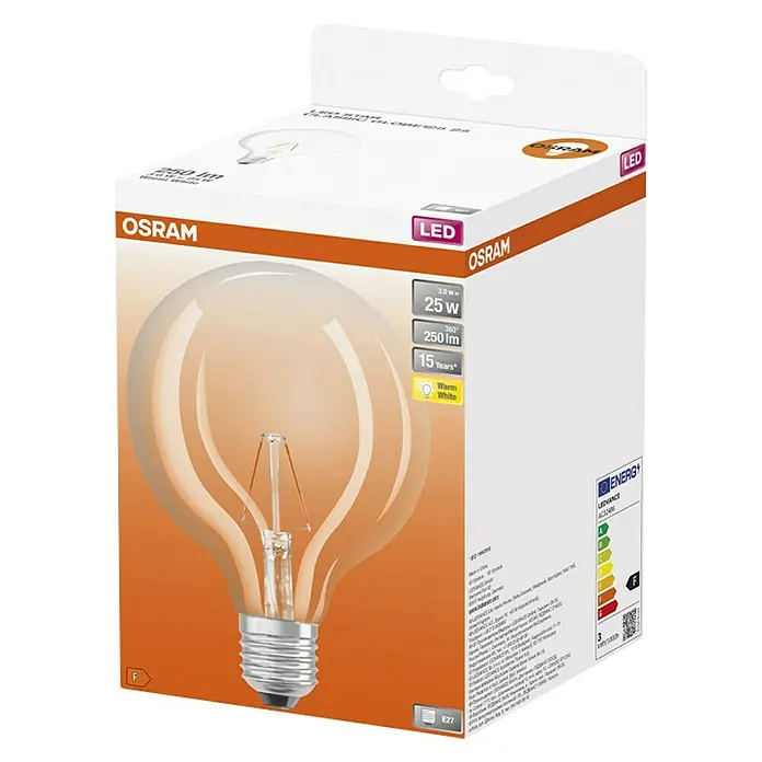 LYSPÆRE OSRAM GLOB 25 KLAR E27 2,5W 827