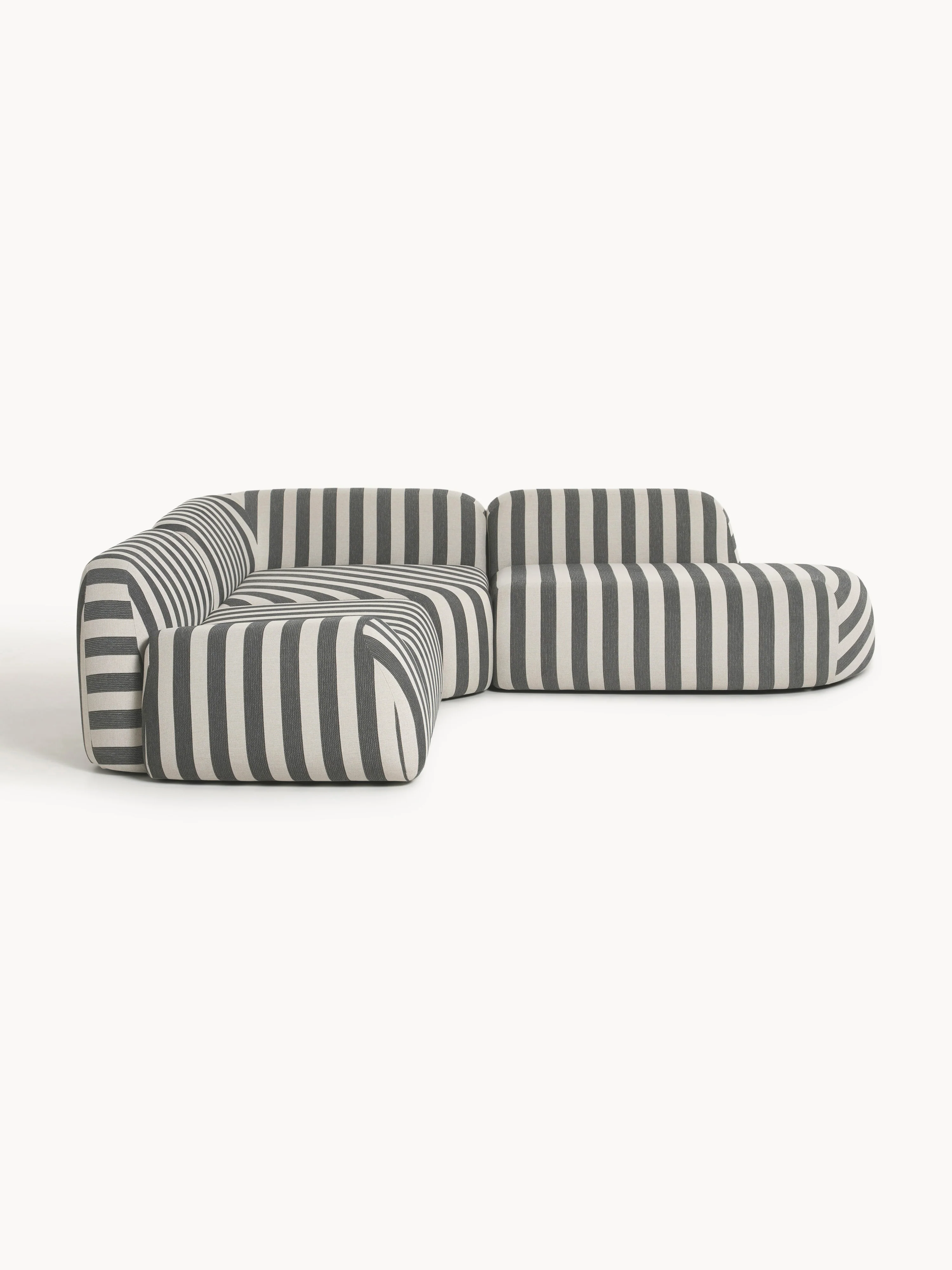 Gestreiftes modulares Ecksofa Wolke (4-Sitzer) mit Chaiselongue