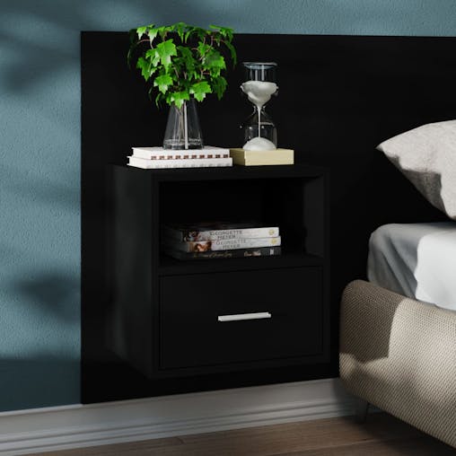 NNEVL Wall-mounted Bedside Cabinets 2 pcs Black