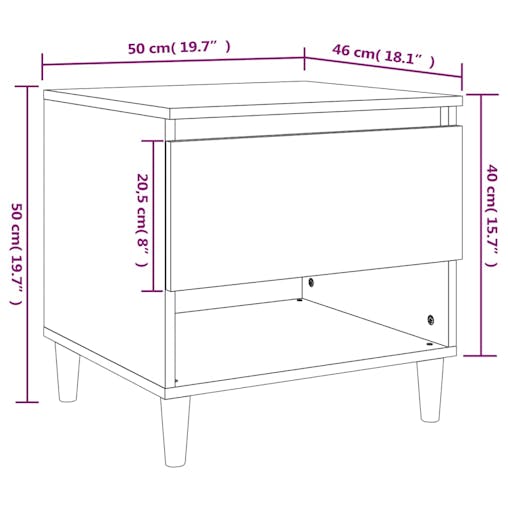 NNEVL Bedside Table Black 50x46x50 cm Engineered Wood