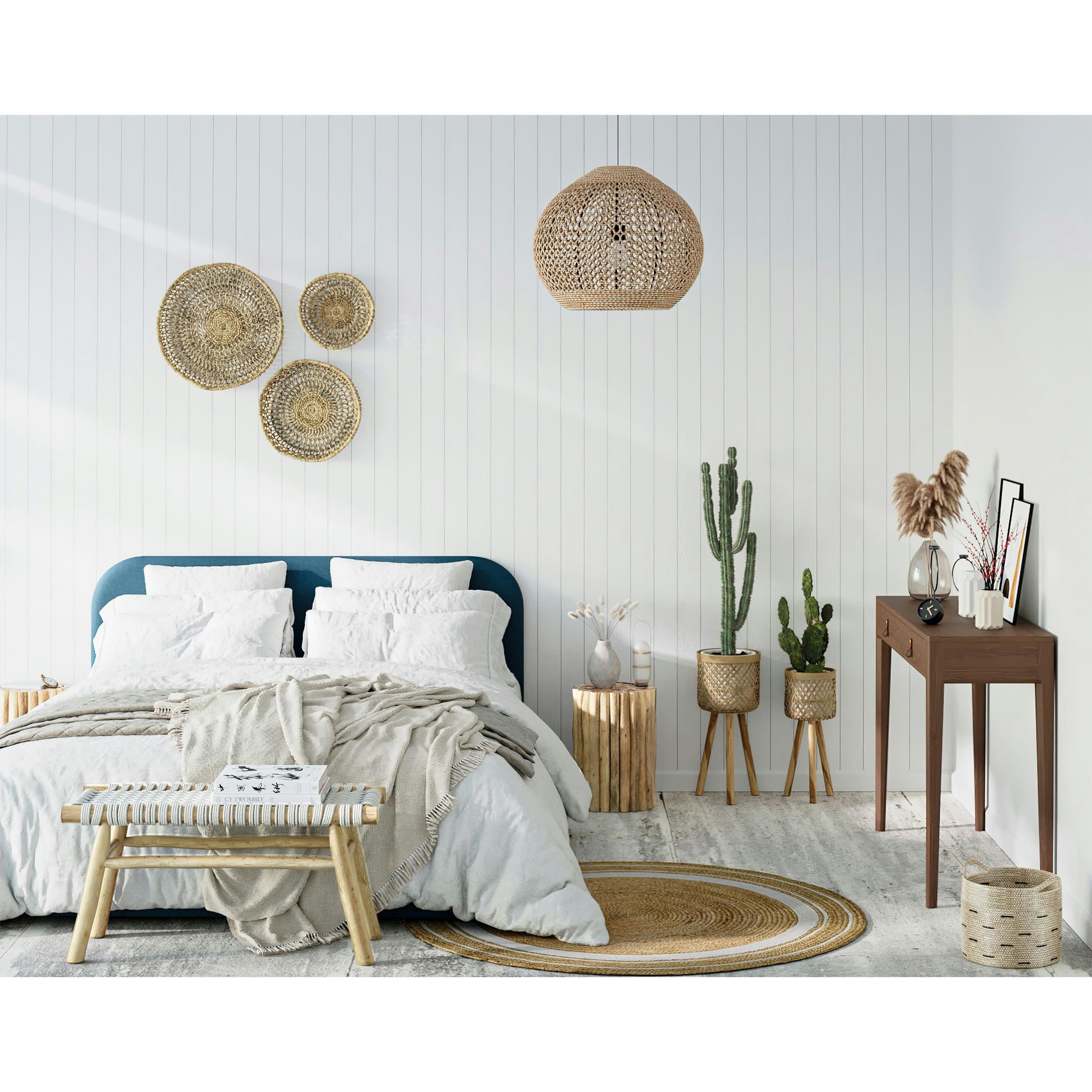 TILLY - Lit double avec coffre 140x190 cm en tissu bleu