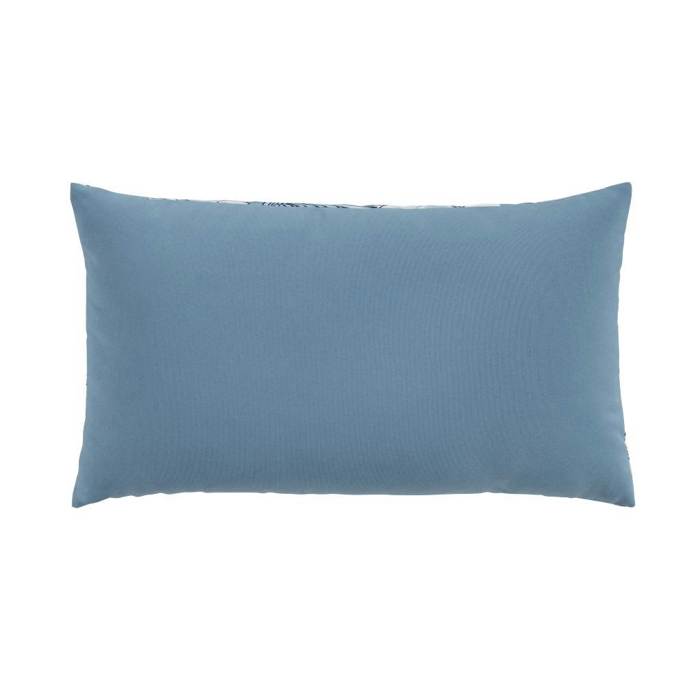 SABLETTES - Coussin motif rayé végétal bleu et écru 50x30