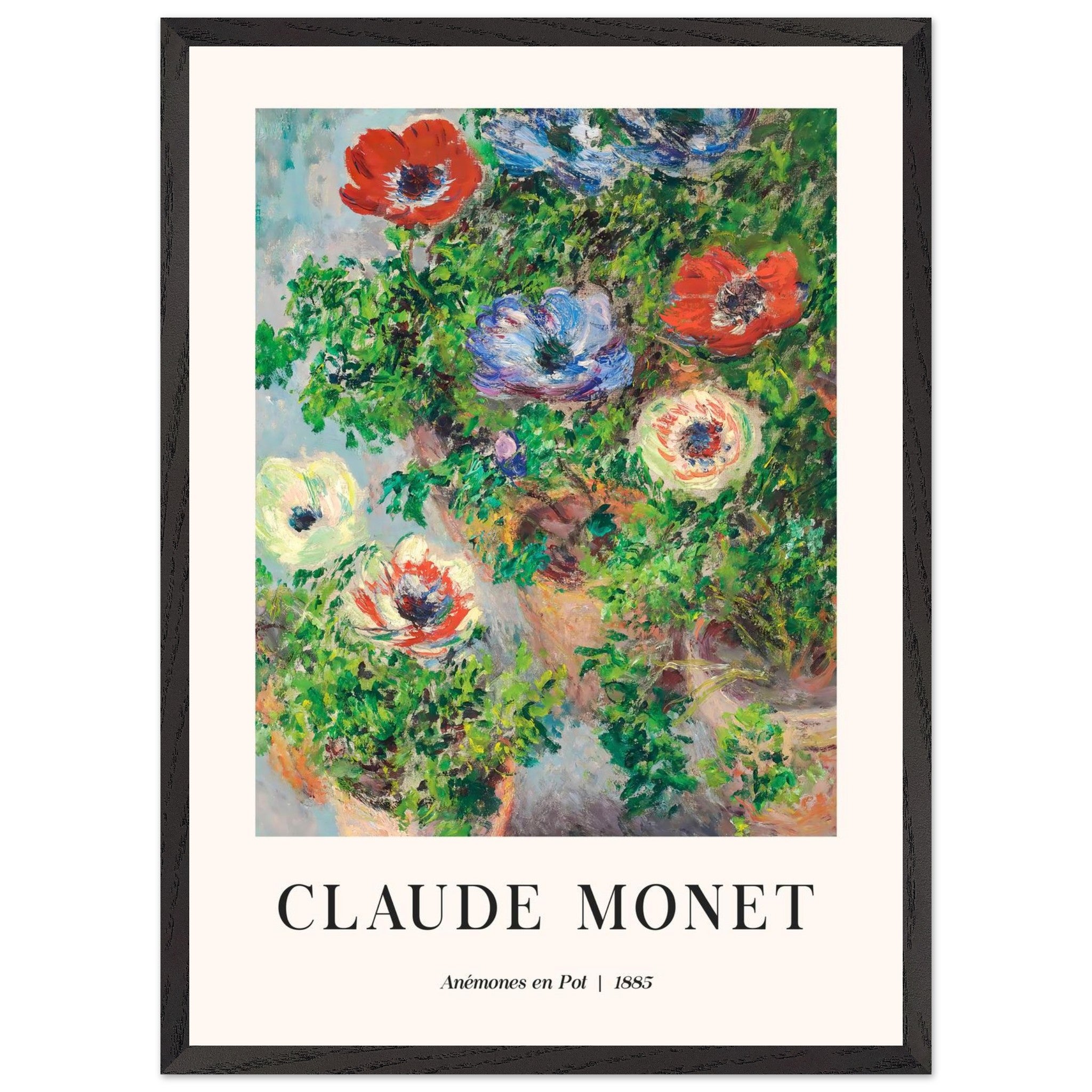 Artfulprints Poster met Lijst Claude Monet - Anémones en pot  - 50x70 cm - Groen