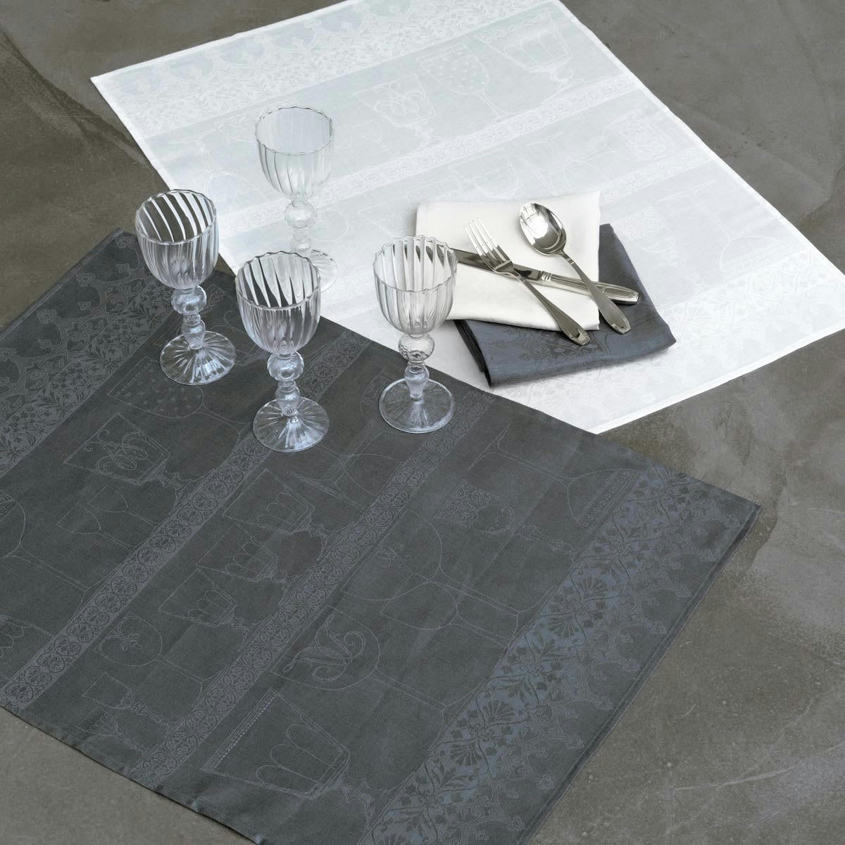 CRISTAL - Torchon en lin onyx 60 x 80
