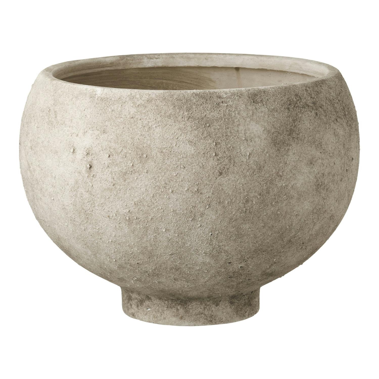 Cache-pot intérieur rond effet pierre naturelle grise H 19, 5 cm