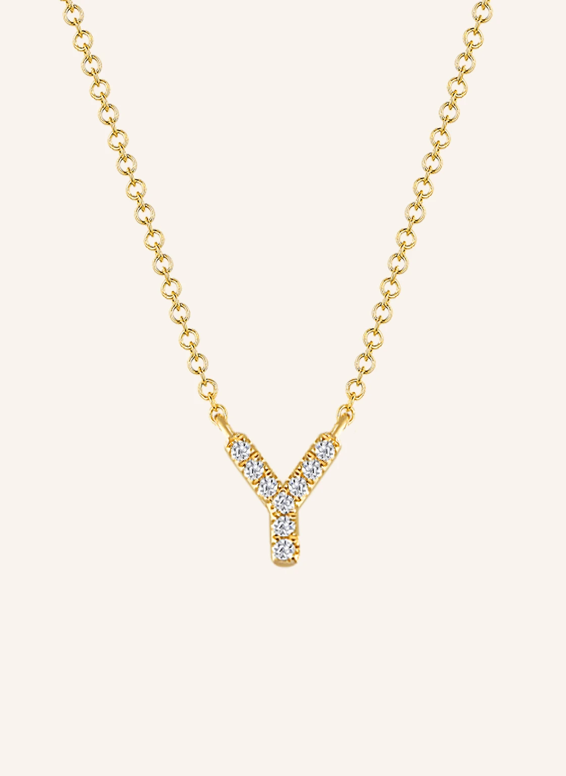 Leaf INITIALIEN Halskette „Y“ aus 14 Karat Gelbgold mit Diamanten
