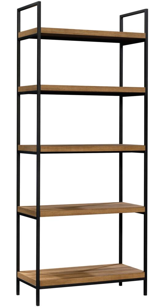 CANVAS Robson 5-Tier Metal Frame Bookcase With Storage, Oak Finish