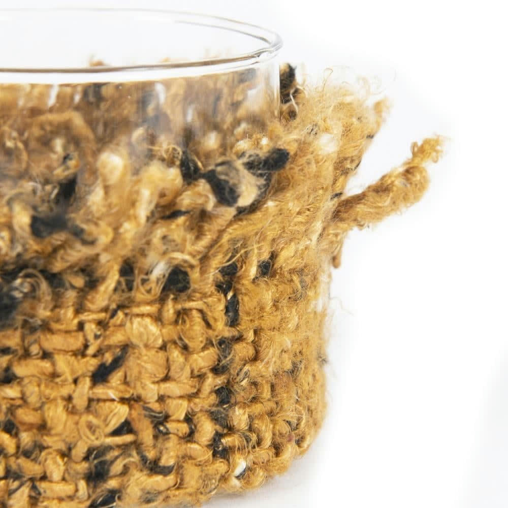 OH MY GEE - Bougeoir en verre et coton jaune noir