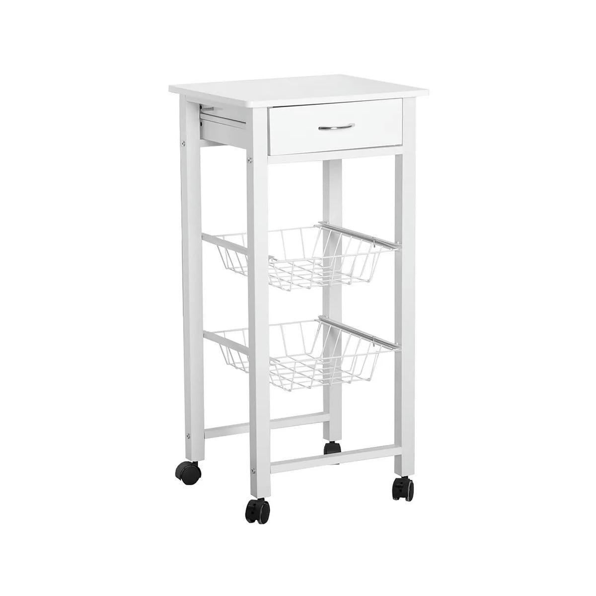 MÉTAL - Desserte de cuisine en métal blanc 39x36x81,5cm