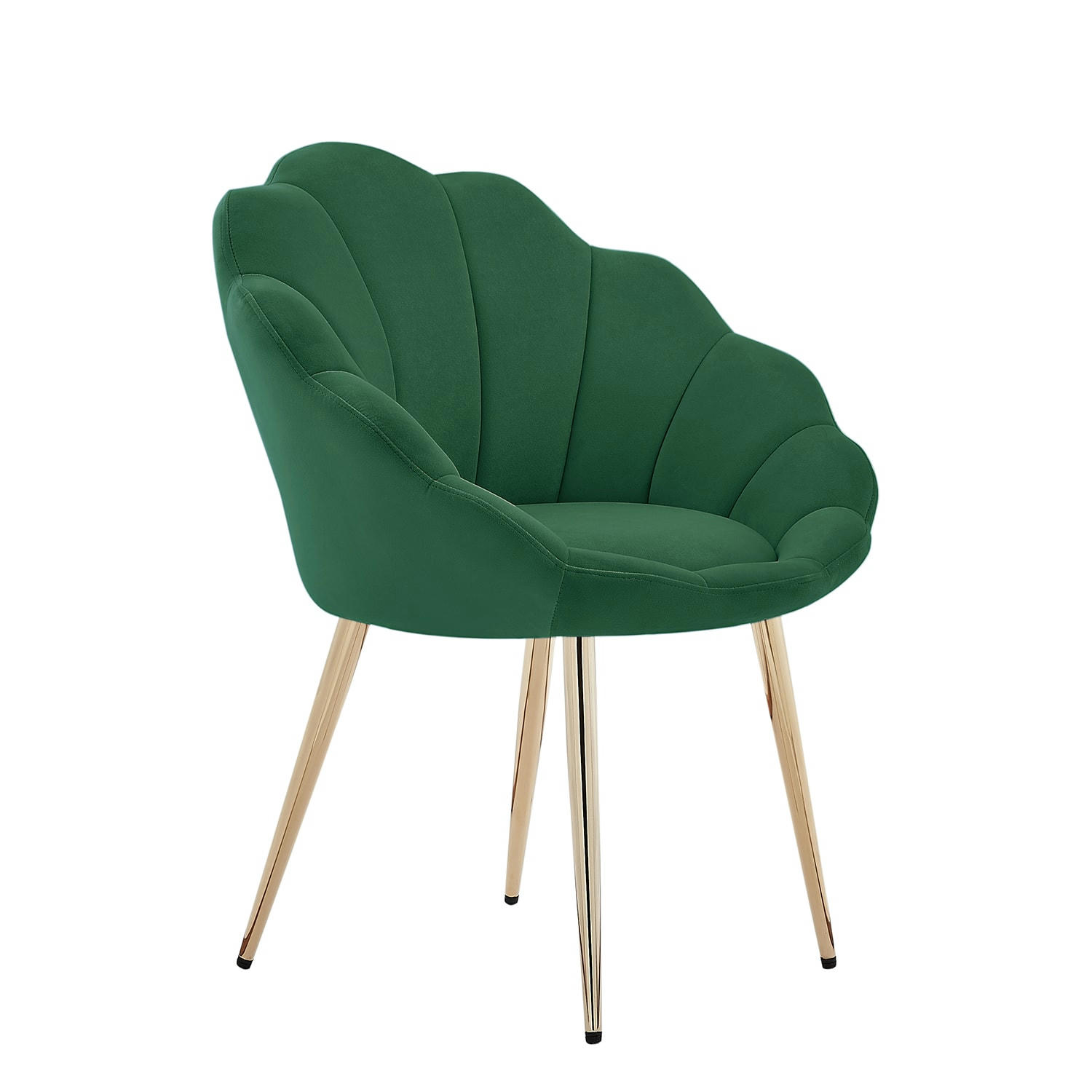 CORAIL - Fauteuil  velours vert sapin avec piétement doré