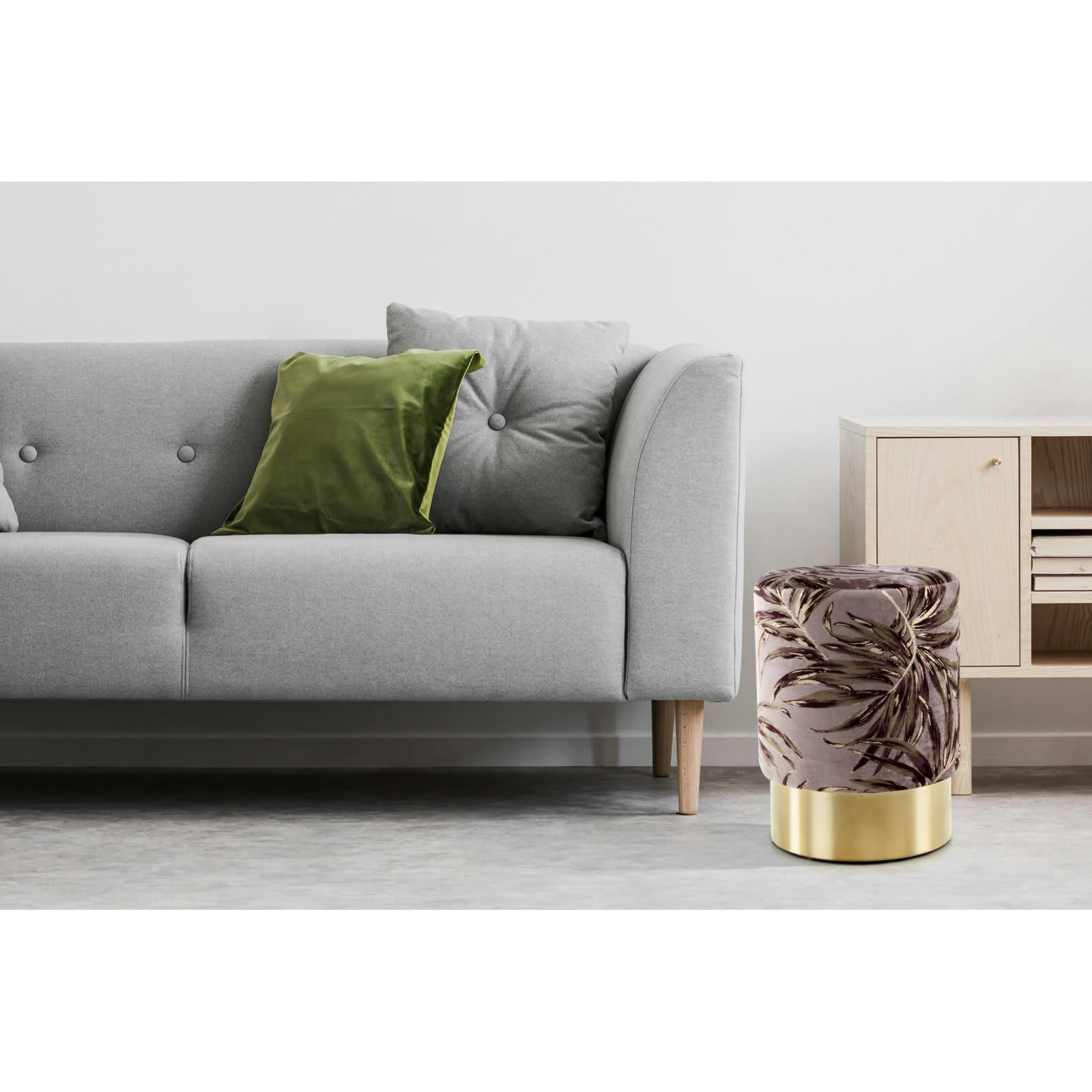 GIPSY - Tabouret Tissu Violet H. assise 46 cm