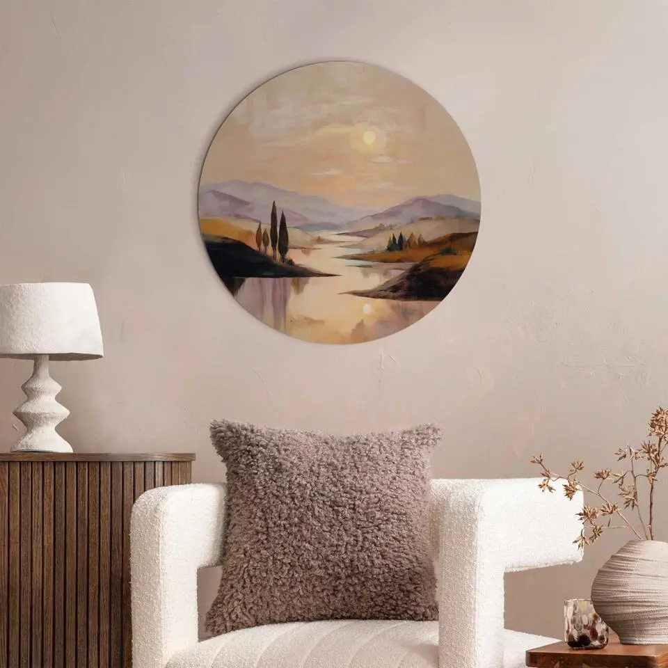 Glasschilderij Landschap II - &Oslash; 50 - Bruin