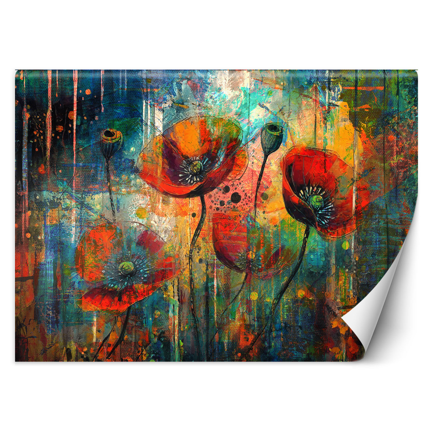 Feeby Fototapeta, Abstrakcyjne Kwiaty Maki 150x105