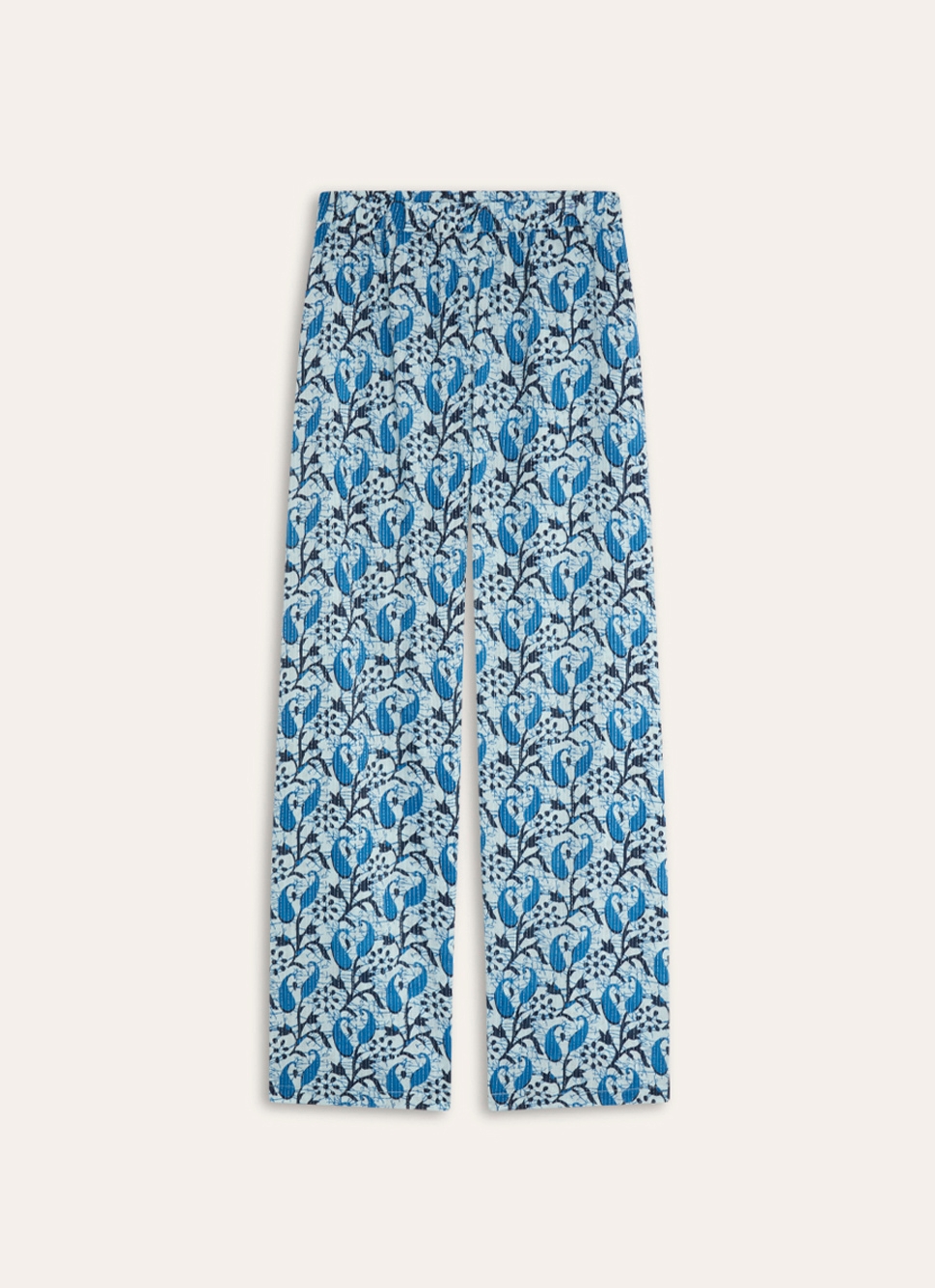 PANTALON DROIT IMPRIMÉ BLEU
