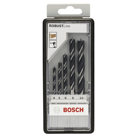 Holzspiralbohrer-Set, Robust Line, 4–10 mm, 5-teilig