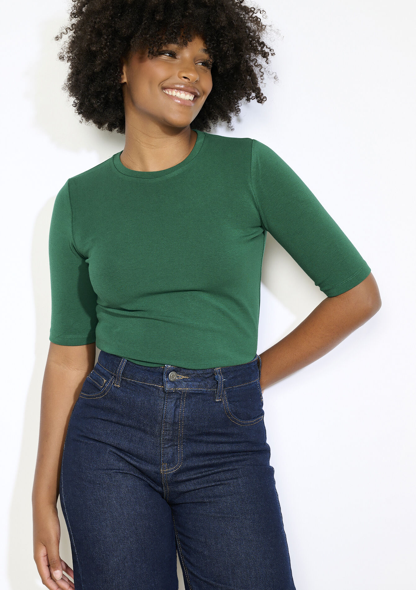 Aansluitend geribbeld t-shirt