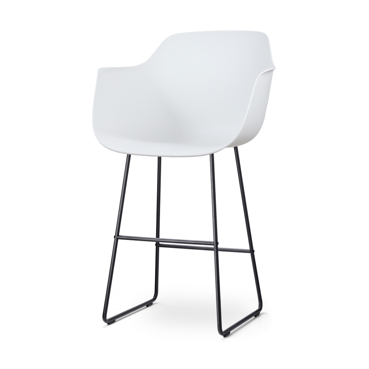 Nolon Nino-Puk Barkruk Wit - Armleunining - Zwart Onderstel - 75 cm