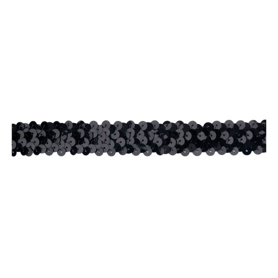 Black 20mm Sequin Stretch Trim by the Metre