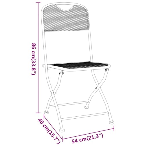 NNEVL Folding Garden Chairs 4 pcs Expanded Metal Mesh Anthracite