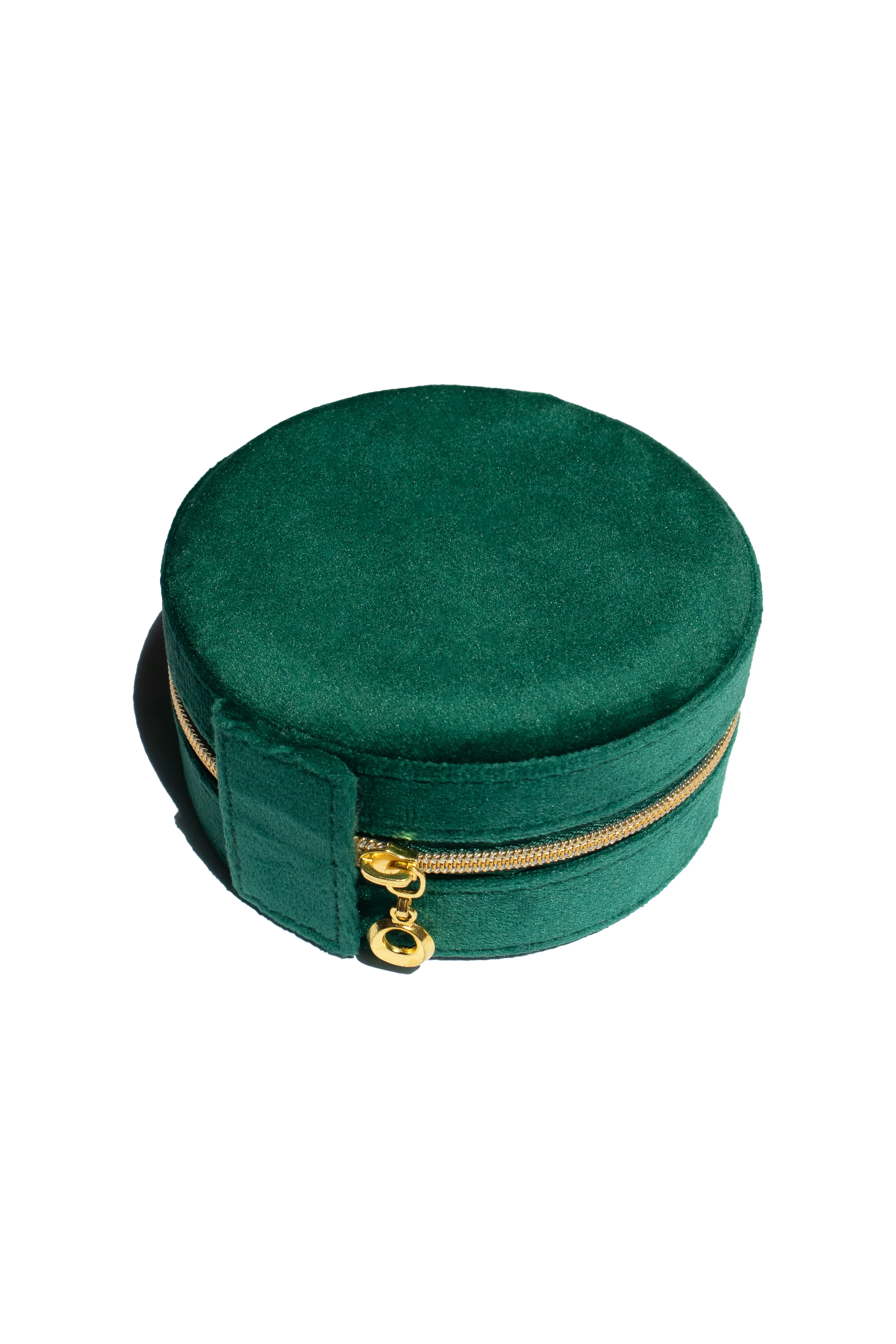 Round Jewelry Travel Case in Green