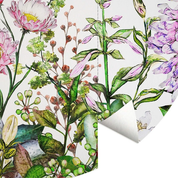 Vliestapete »Runde Vliestapete«, florale Sommer Blumenwiese, mehrfarbig, matt