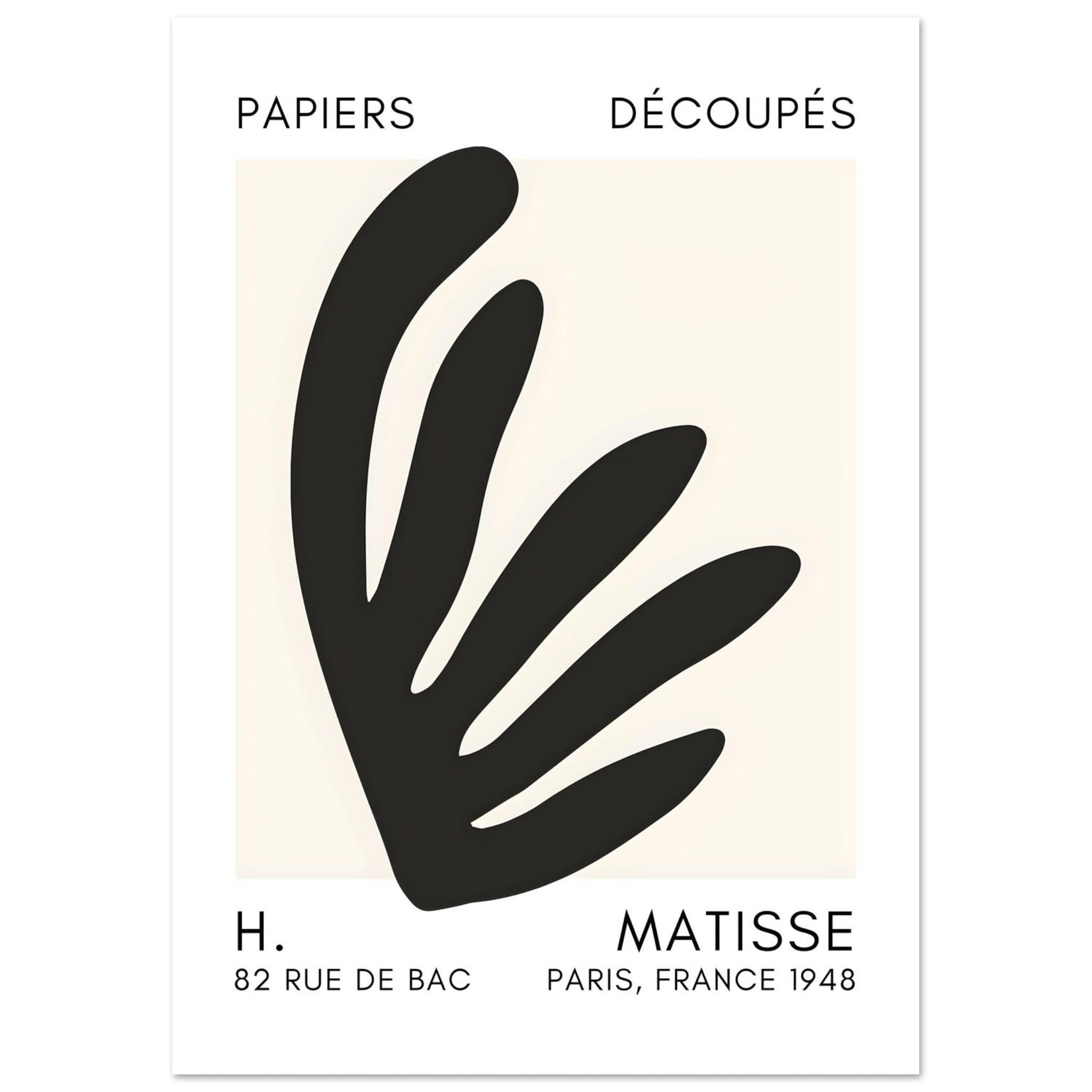 Artfulprints Poster Matisse – Aquatic impression black  - A4 21x29.7 cm - Zwart