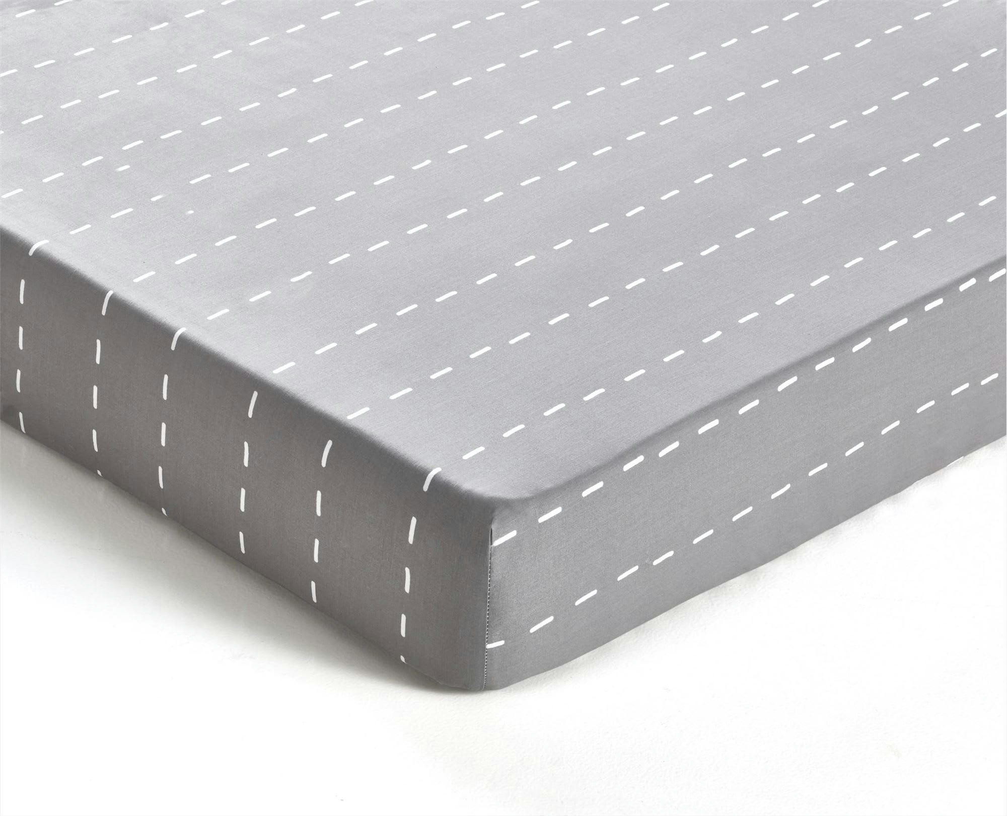 ROUTE - Drap-housse 90x190 gris en coton