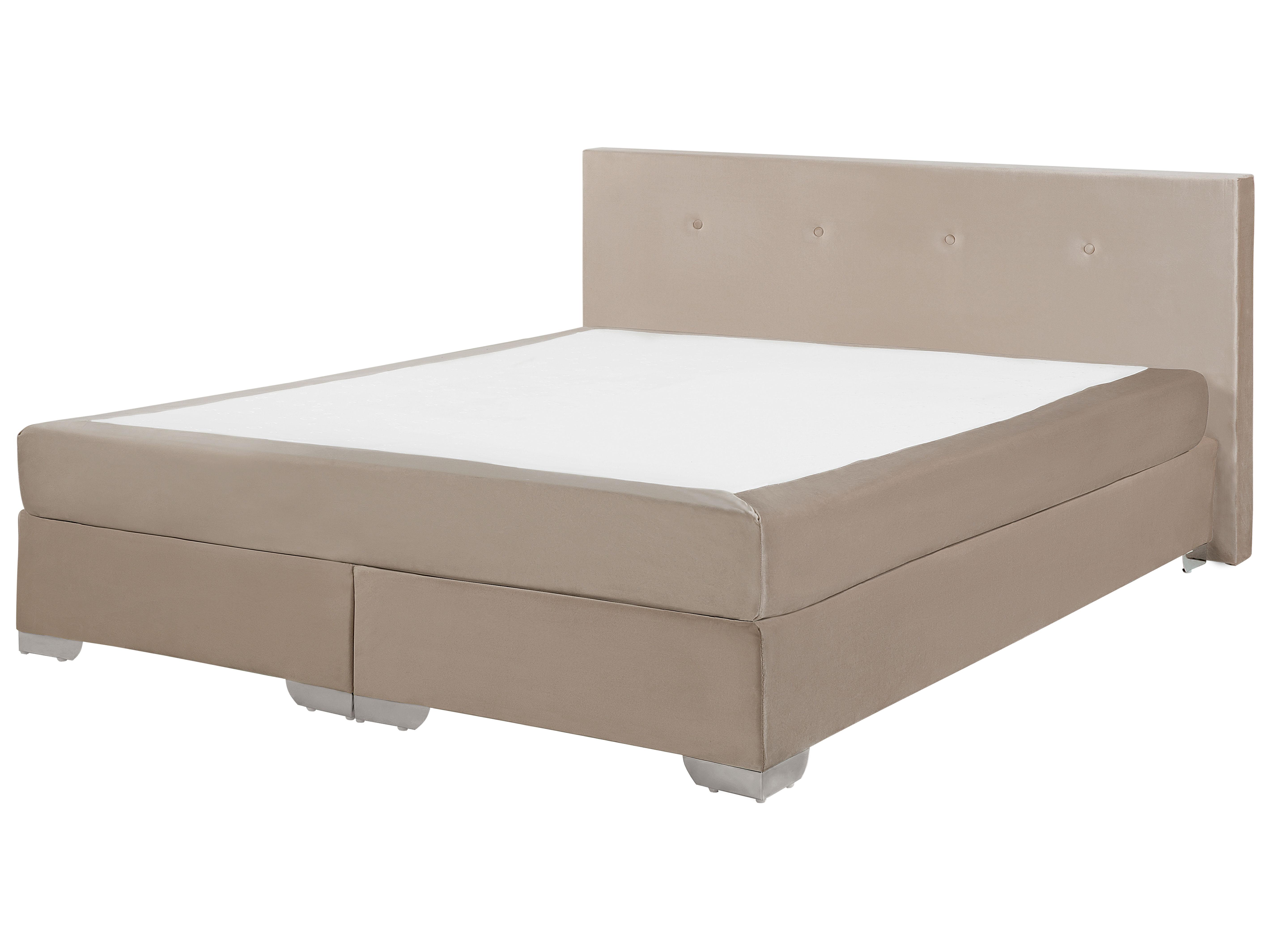 Divan Bed Velvet CONSUL 160 x 200 cm (EU King Size) Light Beige