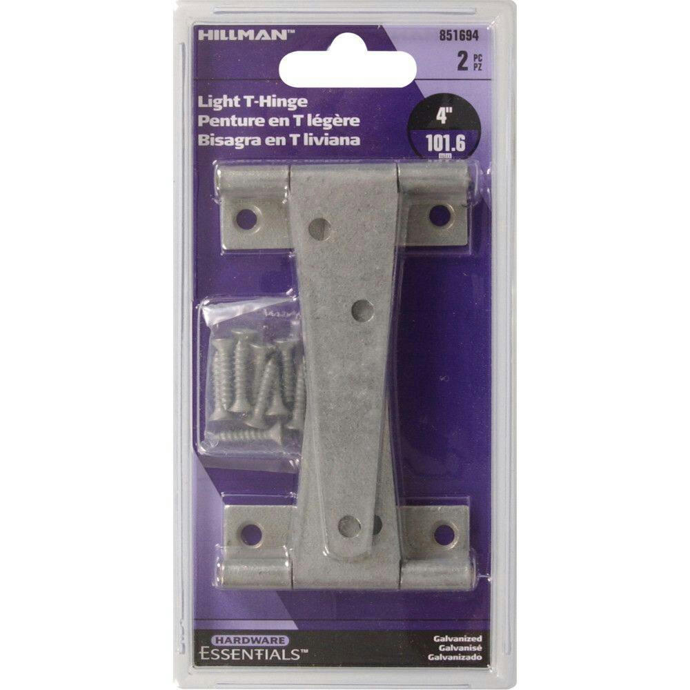Hillman Galvanized Light Duty T-Hinge, Zinc-Plated, 4-in