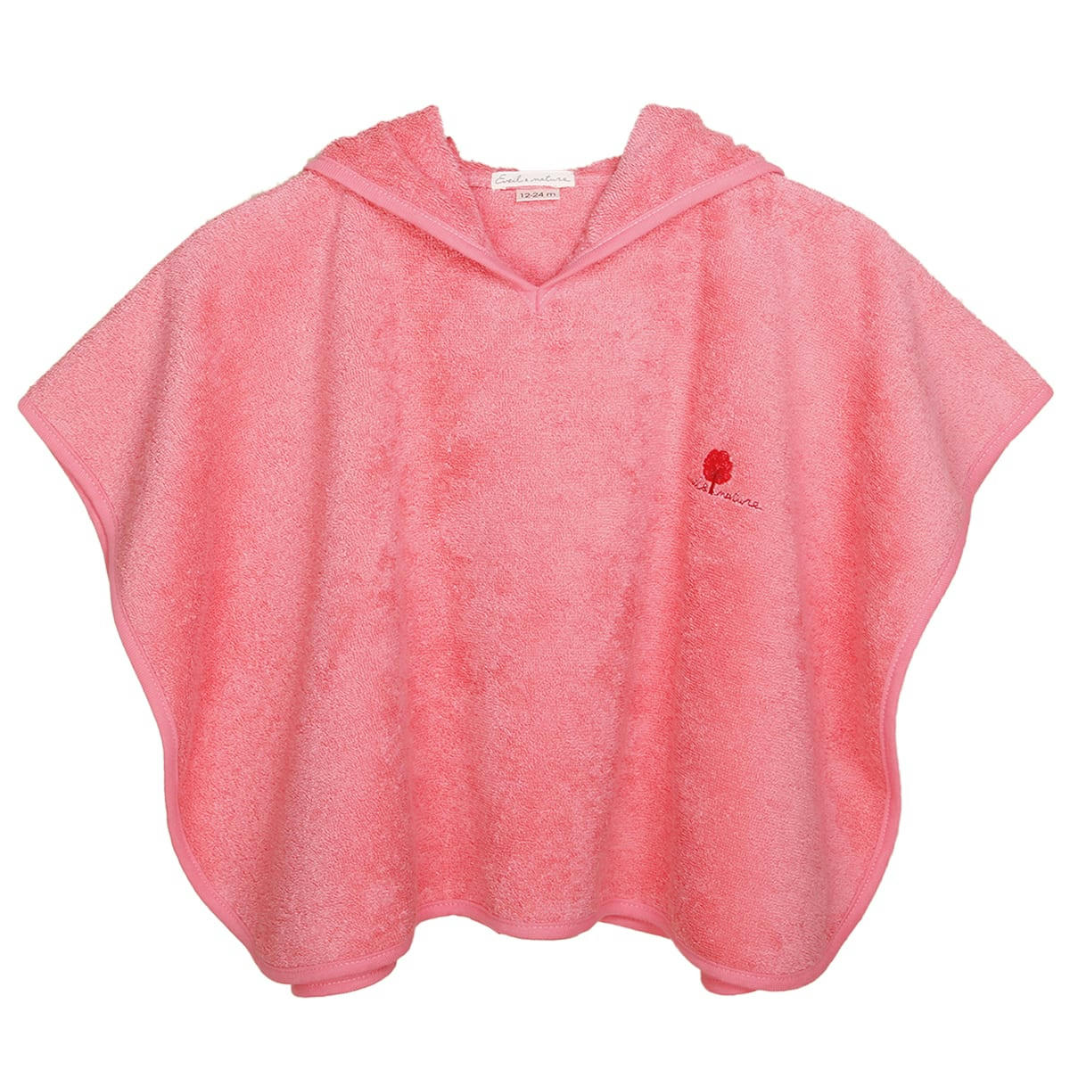 GAMME BIO UNIS - Poncho Eponge 0/24 mois Coton bio Corail