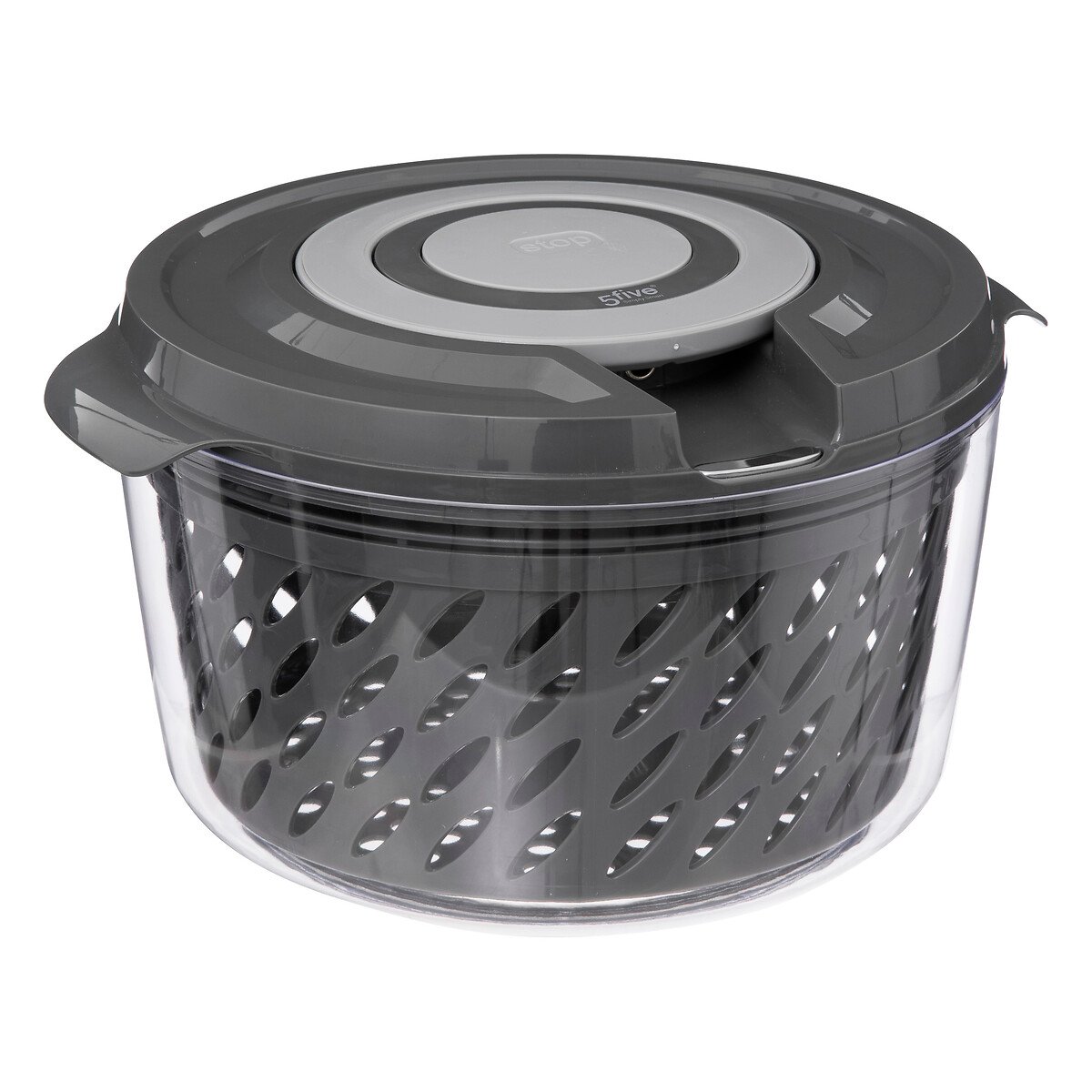 Escorredor cinza de legumes com torção 5,5l