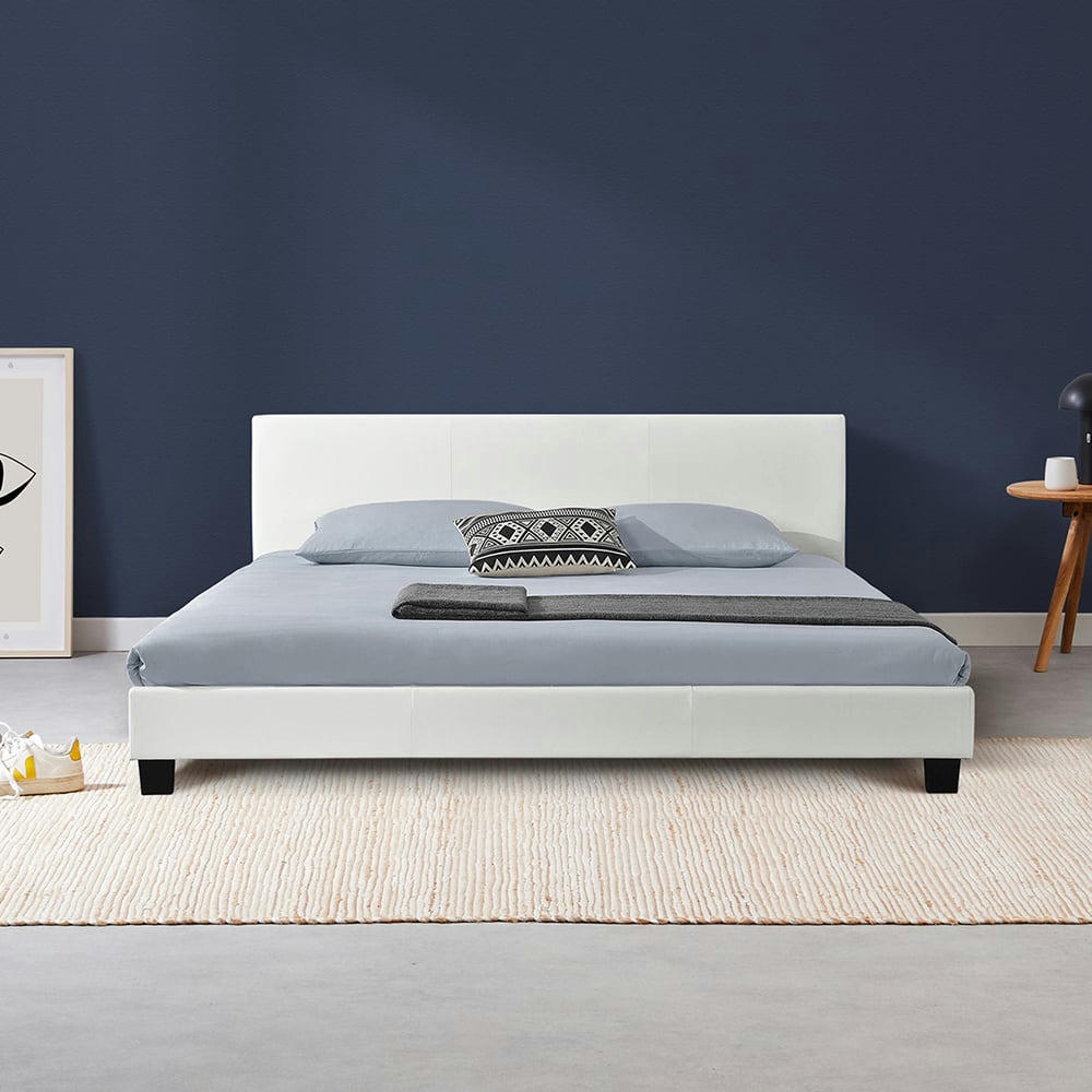 - Lit Contemporain Blanc - 140 x 190 cm