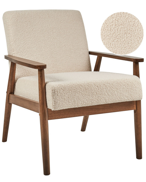 Fotel retro tapicerowany boucle beżowy