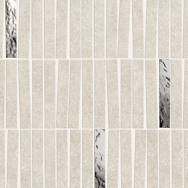 Mosaïque effet Pierre Quartzite Blanc 9,6x1,5 cm Minibrick 35x29,2x0,9 cm Mat Venturo - Mur intérieur (vendu par carton de 0,6132