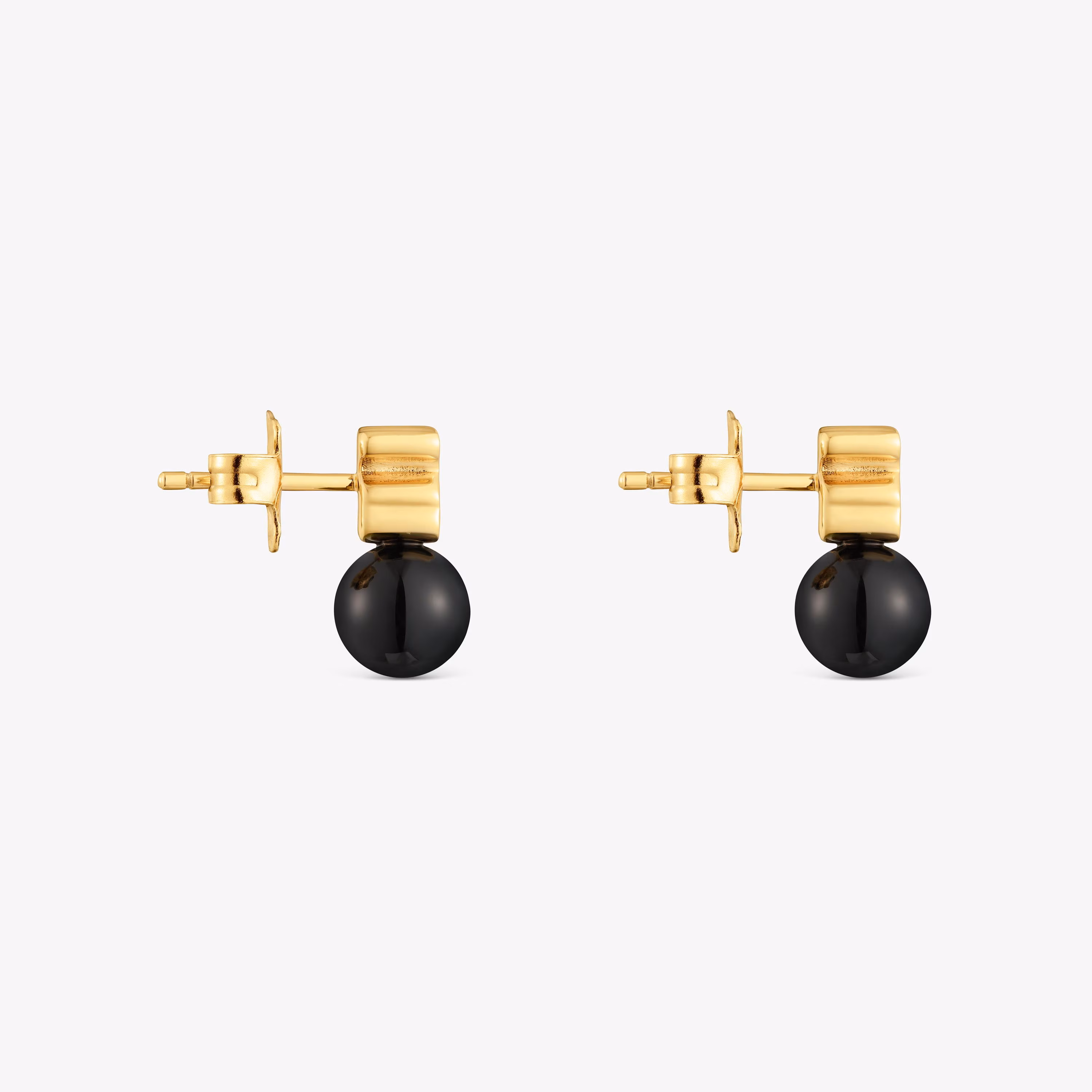 Pendientes con baño de oro 18 kt sobre plata y ónix Icon Mesh
