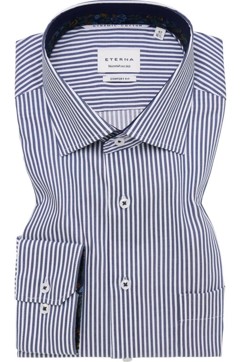 ETERNA Comfort Fit Hemd marine, Gestreift (super langer Arm)
