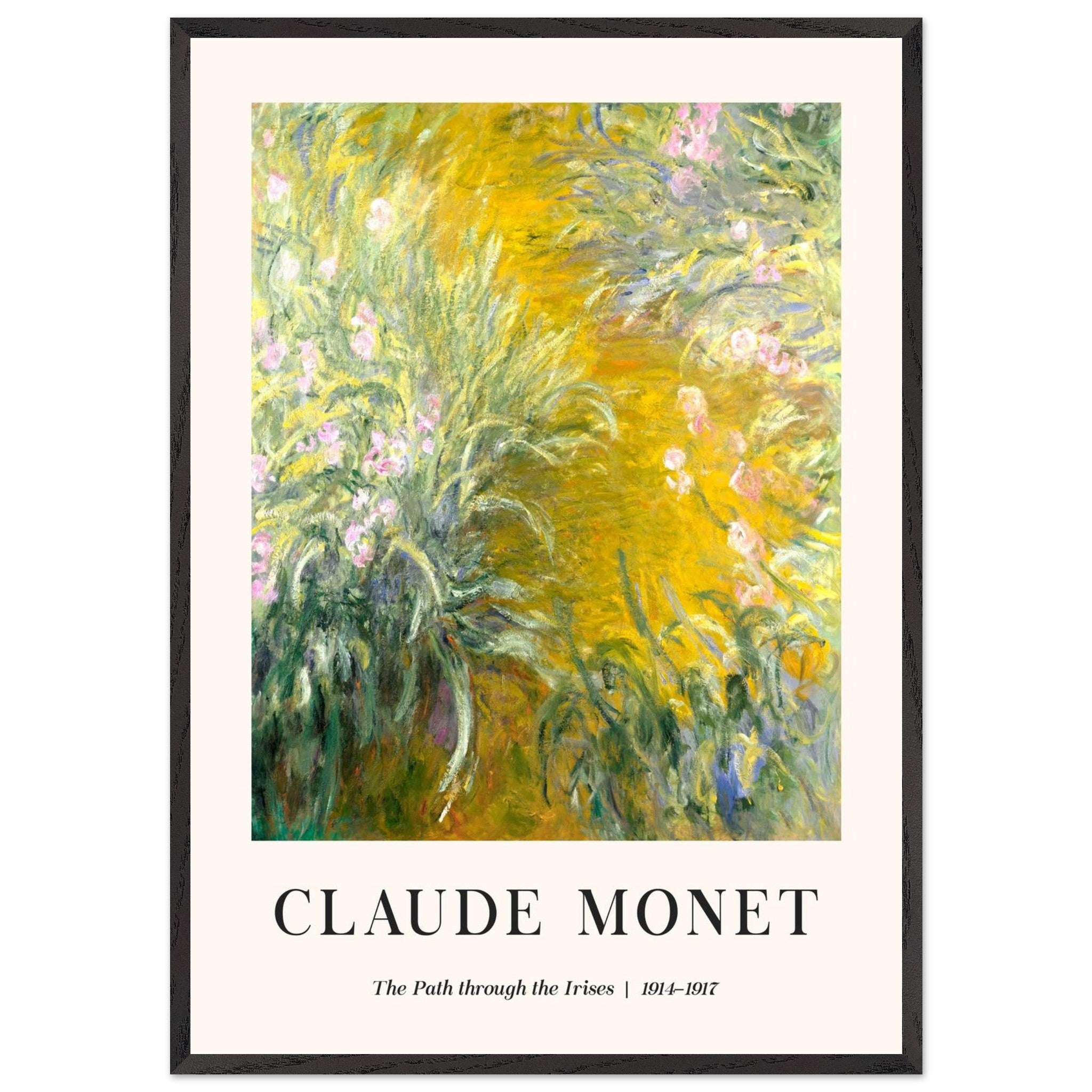 Artfulprints Poster met Lijst Claude Monet - The path through the irisis  - 70x100 cm - Groen